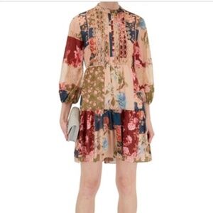 Sachin + Babi Moyer Floral Patchwork Multicolor Boho Cottagecore Dress